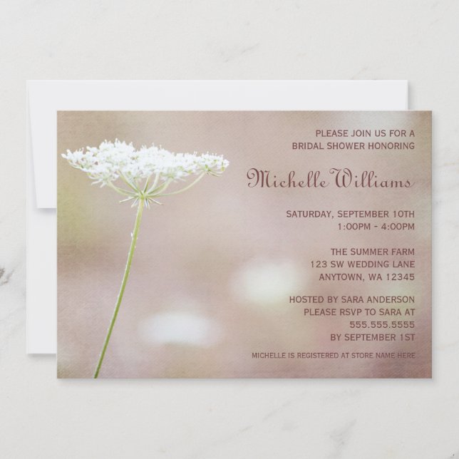 Vintage Queen Anne's Lace Bridal Shower Invitation (Front)
