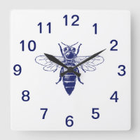 Vintage Queen Bee Drawing in Blue