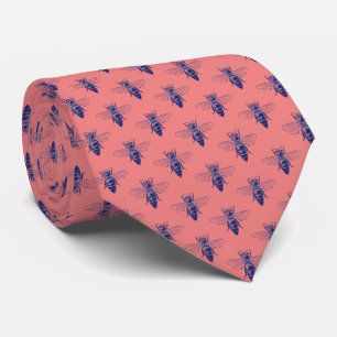 Vintage Queen Bee Drawing in Blue Tie