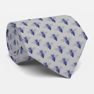 Vintage Queen Bee Drawing in Blue Tie