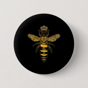 Vintage Queen Bee Earth Day Nature Love Save The B 6 Cm Round Badge