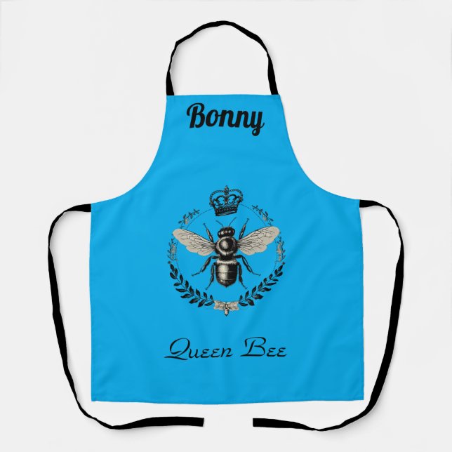 Vintage Queen Bee Personalised Apron (Front)