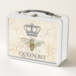 Vintage Queen Bee Royal Crown Metal Lunch Box
