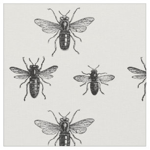 Vintage Queen Bee & Working Bees Illustration Fabric
