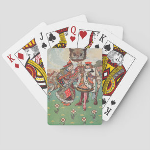 Vintage Queen King Cheshire Cat Wonderland Art Playing Cards