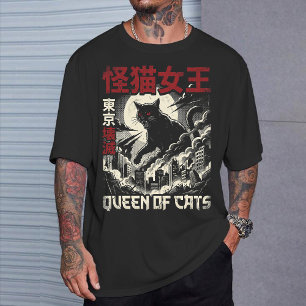 Vintage Queen of Cats Black Monster Cat Japan T-Shirt