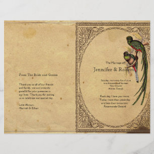 Vintage Quetzal Bird Elegant  Wedding Program