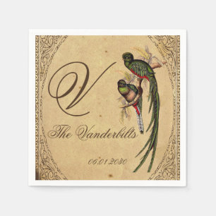 Vintage Quetzal Bird Wedding Napkin