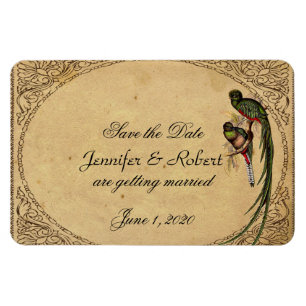 Vintage Quetzal Bird Wedding Save the Date Magnet