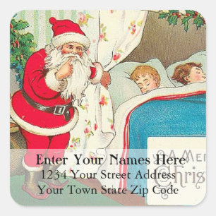 Vintage Quiet Santa Christmas Return Address Label