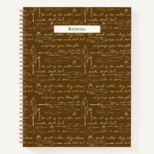 Vintage Quill & Ink Notebook Custom Name Writing