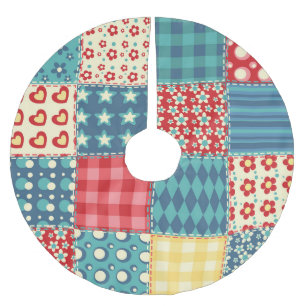 Vintage quilt: patchwork background pattern. brushed polyester tree skirt
