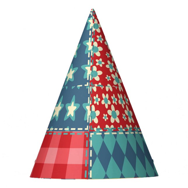 Vintage quilt: patchwork background pattern. party hat (Front)