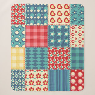 Vintage quilt: patchwork background pattern. sherpa blanket