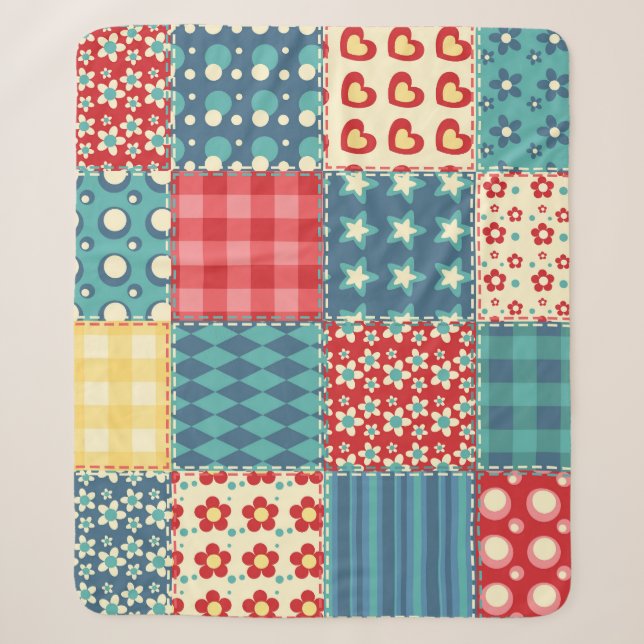 Vintage quilt: patchwork background pattern. sherpa blanket (Front)