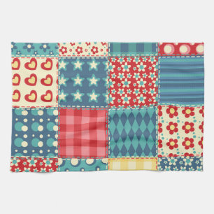 Vintage quilt: patchwork background pattern. tea towel