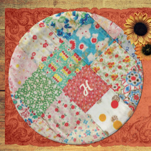 Vintage Quilt Pattern Paper Plate