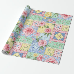 Vintage Quilt Rose Pattern Wrapping Paper