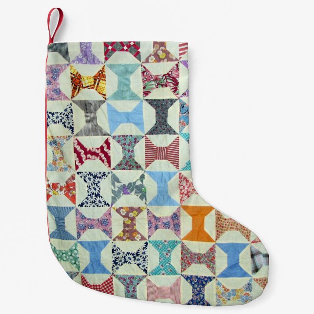 Vintage Quilt Small Christmas Stocking (Front)