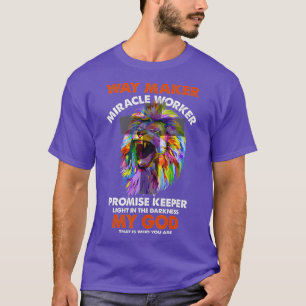 Vintage Quote Lion Cross Light Colourful Waymaker T-Shirt
