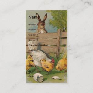 Vintage Rabbit and Chickens Business Card