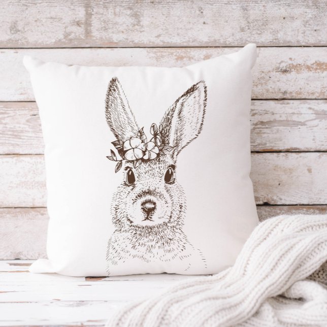 Vintage rabbit and flowers cushion (Creator Uploaded)