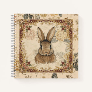 Vintage Rabbit,Cute Rabbit with Flowers Pattern Notebook