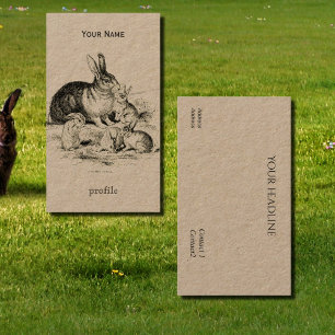 Vintage rabbit family business card