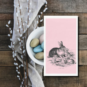 Vintage rabbit family - drawing  napkin