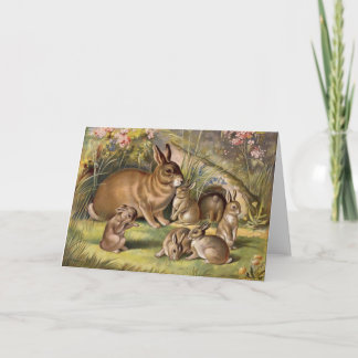 Vintage Rabbit Family Greeting Card