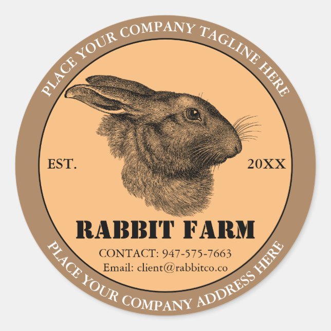 Vintage Rabbit Farm Label Sticker (Front)