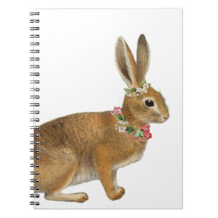 Vintage Rabbit Flower Spiral Journal Notebook