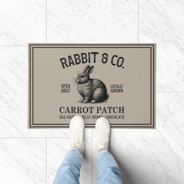 Vintage Rabbit Market Sign  Doormat (Indoor)