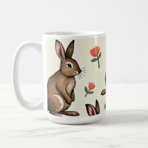 Vintage rabbit pattern coffee mug