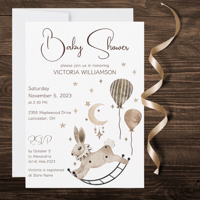 Vintage Rabbit Toy & Balloons Baby Shower  Invitation (Creator Uploaded)