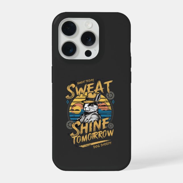 Vintage Rabbit Workout Motivation Art iPhone Case (Back)