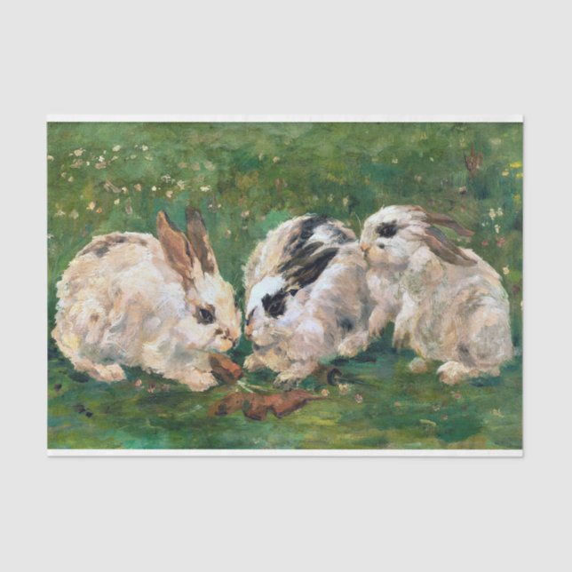 Vintage Rabbits Decoupage Decoupaging Antique Tissue Paper (Front)