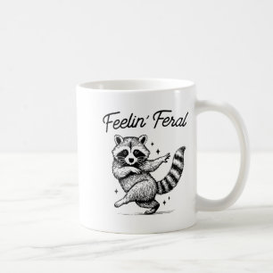 Vintage Raccoon Meme Feeling Feral Funny Trash Pan Coffee Mug