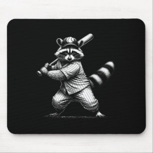 Vintage Raccoon Softll Game Player Sports Lover Me Mouse Pad