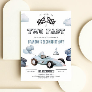 Vintage Race Car 2nd Birthday Invitation
