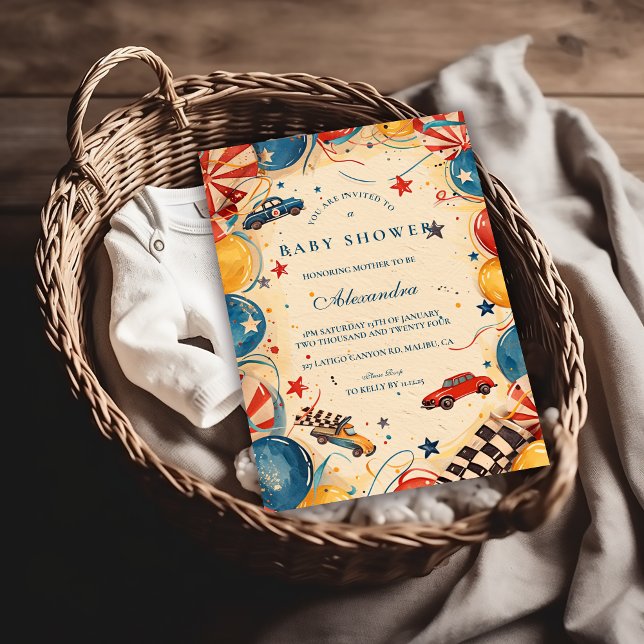 Vintage Race Car Baby Shower Invitation (Creator Uploaded)