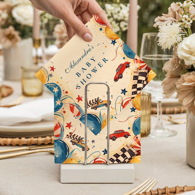 Vintage Race Car Baby Shower Napkin (Creator Uploaded)
