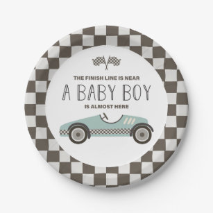 Vintage Race Car Baby Shower Paper Plate