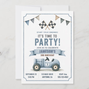 Vintage Race Car Birthday Invitation