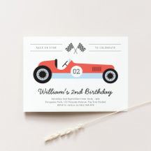 Vintage Race Car Birthday Party Invitation