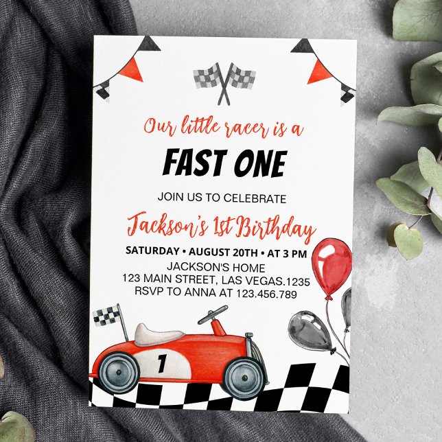 Vintage Race Car Birthday Party Invitation (Creator Uploaded)