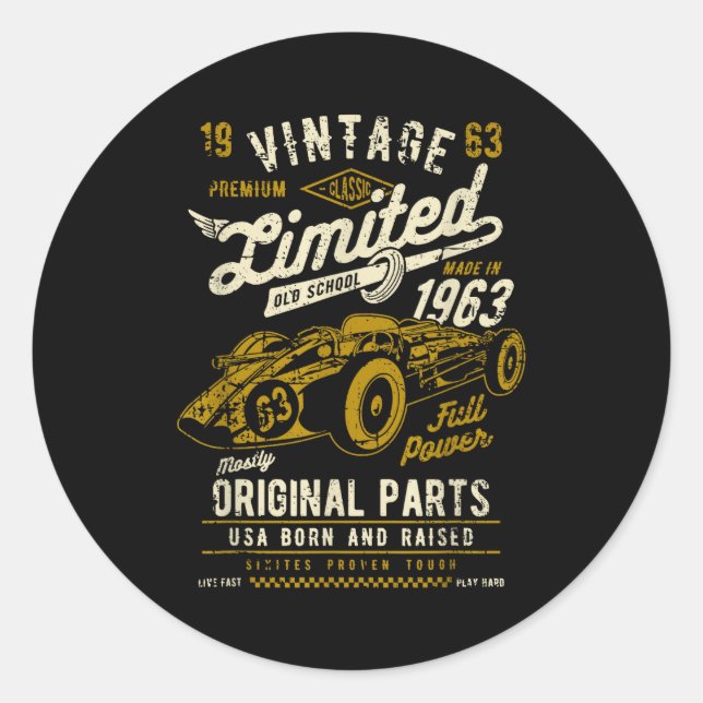 Vintage Race Car Design  Classic Round Sticker (Front)