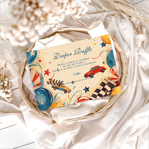Vintage Race Car Diapper Raffle Enclosure Card