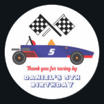 Vintage Race Car for Kids Boys Birthday Party Classic Round Sticker<br><div class="desc">Cute party favours for kids,  boys or girls who love car racing. A colourful illustration of a sport race car. Perfect for kids birthday party,  party favours and thank you label.</div>