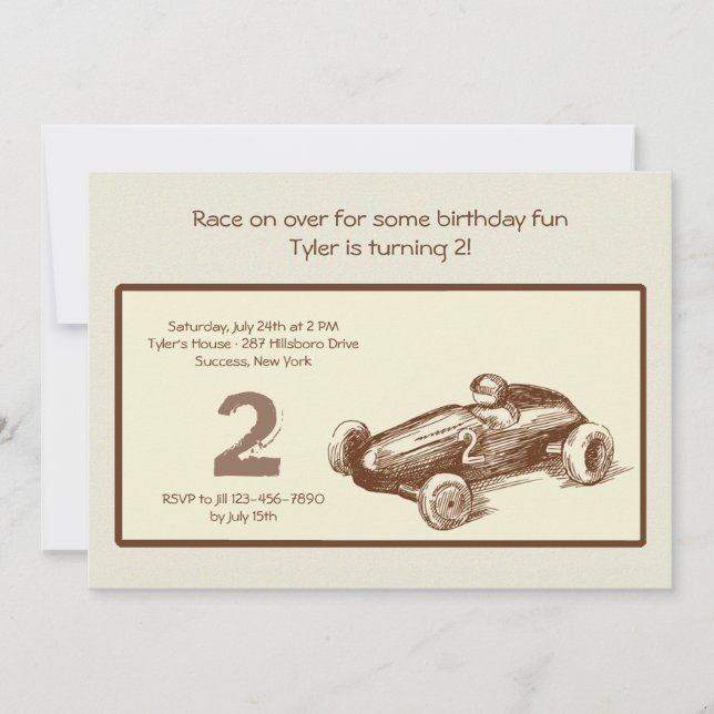 Vintage Race Car Invitation (Front)